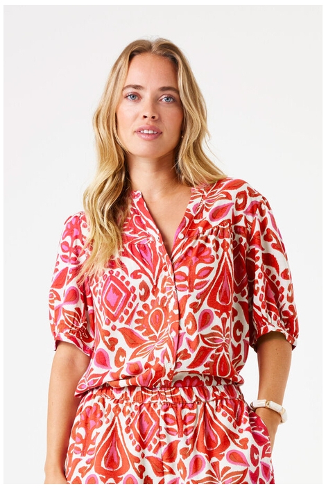 BLOUSE MET PRINT E50230 3979 RUBY RED